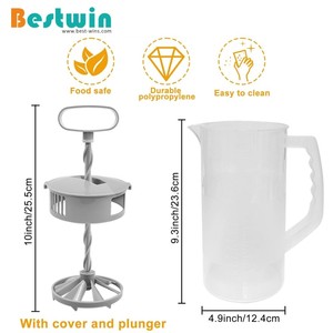 Jarra de agua de plástico de 2 cuartos de galón/64oz, émbolo, cuchillas en ángulo, bebidas, leche en polvo, mezclador de bebidas, jarra mezcladora - Product Image 3