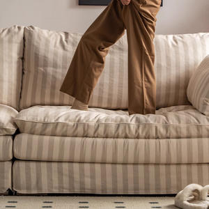 Sofá Euler de Lino y Algodón, Tapizado Extraíble y Lavable, Relleno de Plumón, Diseño de Líneas Rectas, Sofá para Sala de Estar - Product Image 2