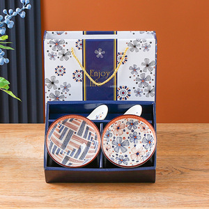 Customizable Cheap Ceramic Tableware Gift Box <b>Set</b> 2 4 <b>6</b>-Piece Bowl with Spoon Elegant <b>Dinnerware</b> <b>Sets</b> - Product Image 2