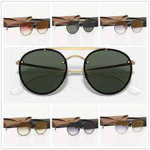 نظارات شمسية عالية الجودة بعدسات زجاجية معدنية للرجال ، نظارات بتصميم علامة تجارية فاخرة شهيرة ، نظارات شمسية للنساء ، نظارات شمسية للطيران مع صندوق - Product Image 2