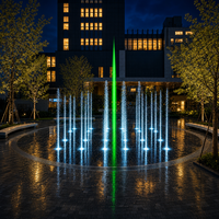 Fontaine interactive à jets d'eau à plat 3x2m avec LED RGB, laser et système musical en acier inoxydable, directement de l'usine