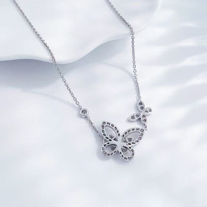 Collar con Colgante de <span class=keywords><strong>Mariposa</strong></span> de Platino Pt950 con Diamante de Laboratorio Certificado IGI, Corte Brillante, Joyería Fina Unisex, Dije Delicado - Product Image 2