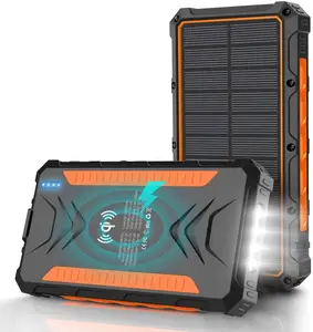 Dual Usb Output Snel Opladen Aangepaste 20000Mah Ultra Dunne Solar Power Bank Met Led Licht Directe Solar Charger