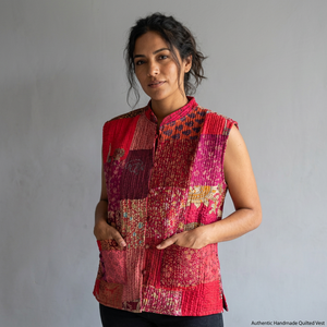 Chaleco bohemio de algodón con patchwork para mujer, cuello en V, sin mangas, acolchado, con bolsillos, ropa exterior ecológica, regalo para ella. - Product Image 1