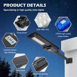 Lampadaire solaire LED tout-en-un <span class=keywords><strong>commercial</strong></span> avec capteur de lumière, 50 watts, 100 watts, 200 watts - Product Image 3