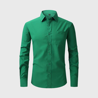 Großhandel Herren Königsblau Einfarbiges Langarm-Hemd Business Casual Button-Down-Hemd Mit Tasche