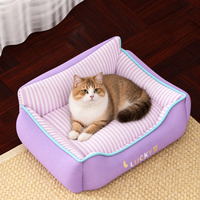 Canapé-lit pour animaux de compagnie en gros, rayé, côtés surélevés, coussin antidérapant, lit doux pour petit chien ou chat, OEM ODM