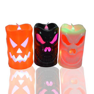 Velas Led parpadeantes de <span class=keywords><strong>calabaza</strong></span>, luces de plástico para Halloween, decoración para fiesta de Halloween, velas baratas - Product Image 1