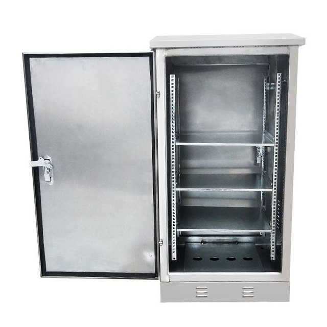 19'' Network Enclosure Outdoor CCTV Cabinet IP55 Street Grade Stainless Steel Floor Standing Pole Enclosure