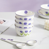 Service de table en céramique 18 pièces style minimaliste, ensemble de vaisselle en céramique Tulip, comprend des bols et des tasses, coffret cadeau de luxe, idéal pour un déménagement