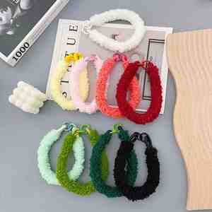 Wholesale Plush Phone Pendant Autumn/Winter Hand Woven Hanging Rope with Soft Plush Charm Universal Phone Chain Bag Accessory - Product Image 3
