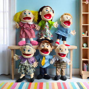 Kleuterschool Vroeg Onderwijs Handpop Familie Moeder Vader Ouderen Ouder-kind Interactie Verhalen vertellen Rekwisieten Polyester PP Katoen - Product Image 1