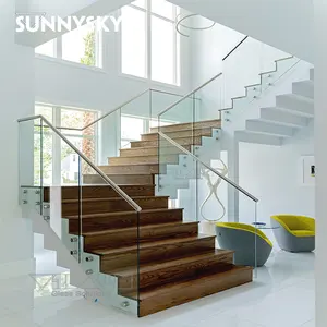 Современный стиль балюстрада замачивания тепла закаленное стекло стеклянные перила для лестницы
