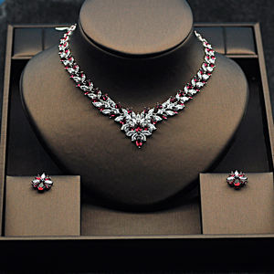 HIBRIDE Schöne Frauen Braut schmuck Set Mit Bunte Zirkon Weißgold Farbe Halskette Set Parure Bijoux Femme N-275 - Product Image 4