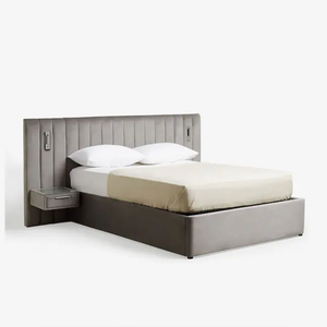 Marco de Cama Tapizado <span class=keywords><strong>en</strong></span> Tela de Ostra con Acabado Cepillado, Estilo <span class=keywords><strong>Mayfair</strong></span>, con Luces Nocturnas y Mesitas de Noche - Product Image 4
