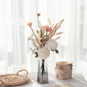 Bouquet de fleurs artificielles CallaFloral, design rose et blanc, décoration d'intérieur, accessoires de mariage CF01237 - Product Image 1