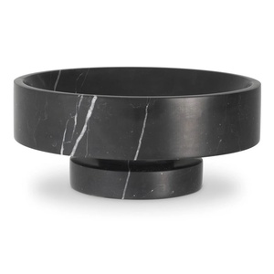 Mangkuk Batu Marmer Hitam <span class=keywords><strong>Marquina</strong></span> dengan Alas - Product Image 2
