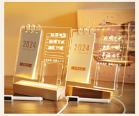 Calendrier de bureau en acrylique personnalisable, tableau de messages effaçable avec lumière nocturne lumineuse, décoration de calendrier lumineux
