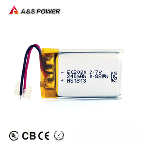 Factory price 3,7 V 240 mAh lithium ion battery 502030 rechargeable Li-polymer battery with KC/CB/ UL - Product Image 3