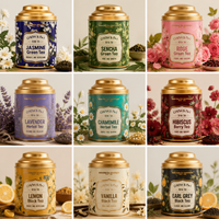 Boîtes en métal rondes personnalisées avec logo imprimé OEM & ODM, hermétiques, de qualité alimentaire, pour thé, café en poudre, couleur beige et rouge