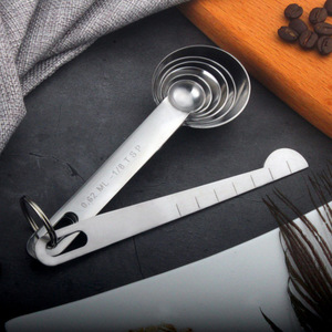 Ensemble de 7 cuillères à mesurer en acier inoxydable, tasses et cuillères à mesurer avec règle - Product Image 6