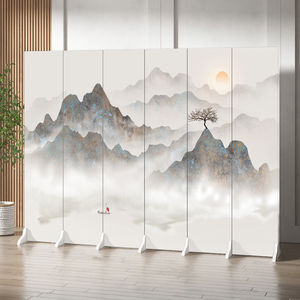 Chinese Style Folding Screen Partition Wall 6 Panel <b>Room</b> <b>Divider</b> With Landscape Painting For Living <b>Room</b> Office Decor - Product Image 2