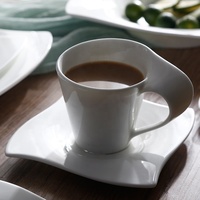 Service à thé et tasses à café en porcelaine blanche PITO Royal Ware, en céramique fine, avec soucoupes