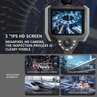 Endoscopio Industrial Flexible de 15m con Articulación de 360°, Clasificación IP67, Resolución 720P, Pantalla IPS de 5 Pulgadas y 32G de Almacenamiento para Salida de Datos