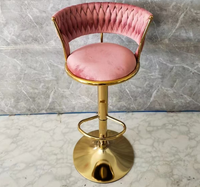 Tabouret de bar pivotant réglable de qualité supérieure, chaise de bar moderne de luxe dorée avec dossier en velours pour hall d'hôtel, bar, cuisine