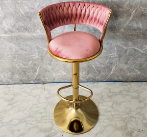 Tabouret de bar pivotant réglable de qualité supérieure, chaise de bar moderne de luxe dorée avec dossier en velours pour hall d'hôtel, bar, cuisine - Product Image 5