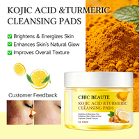 CHIC BEAUTE Almohadillas de Algodón Limpiadoras Faciales con Ácido Kójico y Cúrcuma para el Cuidado de la Piel, Almohadillas Limpiadoras con Ácido Kójico y Cúrcuma para Aclarar la Piel