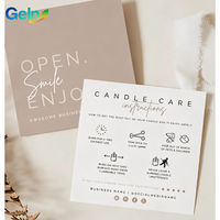Carte de remerciement personnalisée avec logo imprimé style bohème et instructions d'entretien pour bougies, idéale comme insert cadeau et pour la promotion de votre entreprise