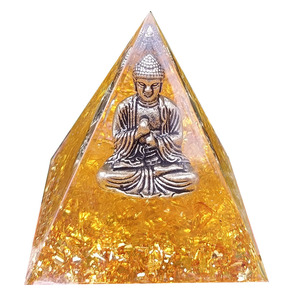 Statue de Bouddha, pyramide en cristal, résine époxy, décoration de maison, cadeau pour le salon, ornement de bureau Feng Shui - Product Image 5