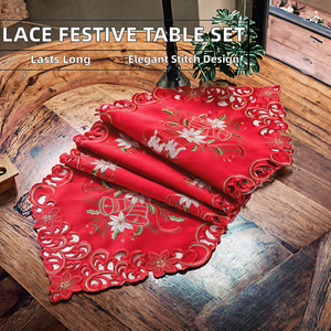 Juego de Manteles Individuales y Camino de Mesa de Jacquard de Lujo, Bordado de Encaje Floral para Uso en el Hogar y Hoteles, Decoración Navideña y de Bodas - Product Image 2