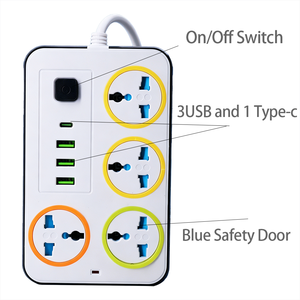 En Oferta, <span class=keywords><strong>Enchufe</strong></span> de Extensión <span class=keywords><strong>con</strong></span> Múltiples Tomas de Corriente, 4 Tomas Universales, 3 USB, 1 Tipo C, <span class=keywords><strong>con</strong></span> <span class=keywords><strong>Cable</strong></span> de 2 Metros - Product Image 2