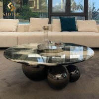Table basse moderne de luxe sur mesure nordique noire italienne ronde en marbre pour le salon et la maison