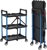 Chariot à outils pliable à 3 niveaux, chariot mobile pour outils de 210 lb avec roues verrouillables