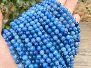 Cuentas Sueltas de Aventurina Azul Natural de 15 Pulgadas, Lisas y Redondas, de 2mm, 3mm, 4mm, 6mm, 8mm y 10mm, Venta al Por Mayor - Product Image 3