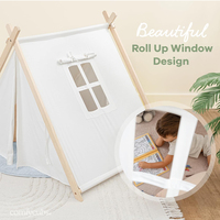 Tente de jeu pour enfants en toile de coton avec poteaux en bois