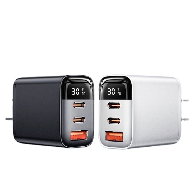 30W Digital Display Universal USB Dual C Port Fast Charger Type c PD Fast Charging Adapter OTP Compatible for Apple 16 Pro