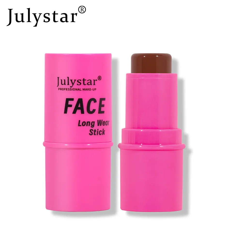 Julystar 6 couleurs haute brillance bâton multi-fonctionnel maquillage visage blush base crème perle éclaircissant ver à soie nez ombre bâton