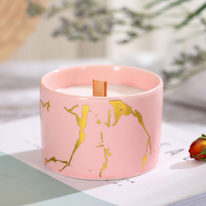 Bougie d'aromathérapie artisanale avec coupelle en céramique, mèche en bois, parfum de luxe créatif et romantique <span class=keywords><strong>rose</strong></span>, senteur artisanale - Product Image 6