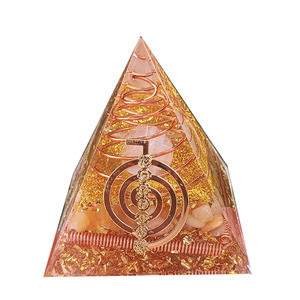 Pyramide de galets de cristal en résine époxy, ornement de bureau, décoration d'aquarium, boule rose, topaze en spirale - Product Image 5