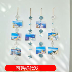 Décoration murale <span class=keywords><strong>photo</strong></span> de style méditerranéen Hailan, cadre, à suspendre, cœur de fille, pinces en corde de chanvre - Product Image 2