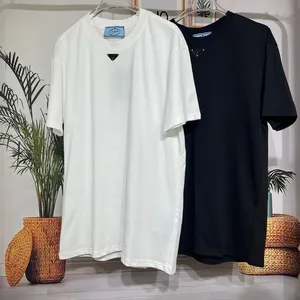 Trendy summer new short sleeve T-shirt men's and women's same loose casual style classic triangle mark Design