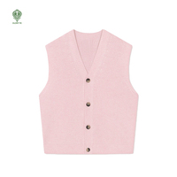Vente en gros Gilet en tricot personnalisé 100% coton sans manches Crochet De Couleur Unie d'affaires unisexe Cardigan Pull pour femme