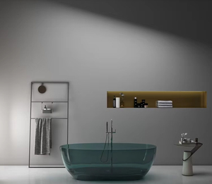 Baignoire autoportante en résine avec drain à remous, style moderne pour appartement - Product Image 2