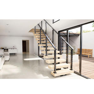 Escalera Flotante Moderna con Viga Central de Acero, Escaleras Interiores con Barandilla de Vidrio sin Marco - Product Image 6