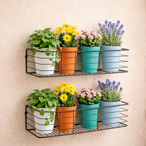 Étagère murale moderne en métal pour plantes, support mural en métal avec revêtement en poudre, étagère suspendue pour fleurs et plantes vertes, design minimaliste - Product Image 2