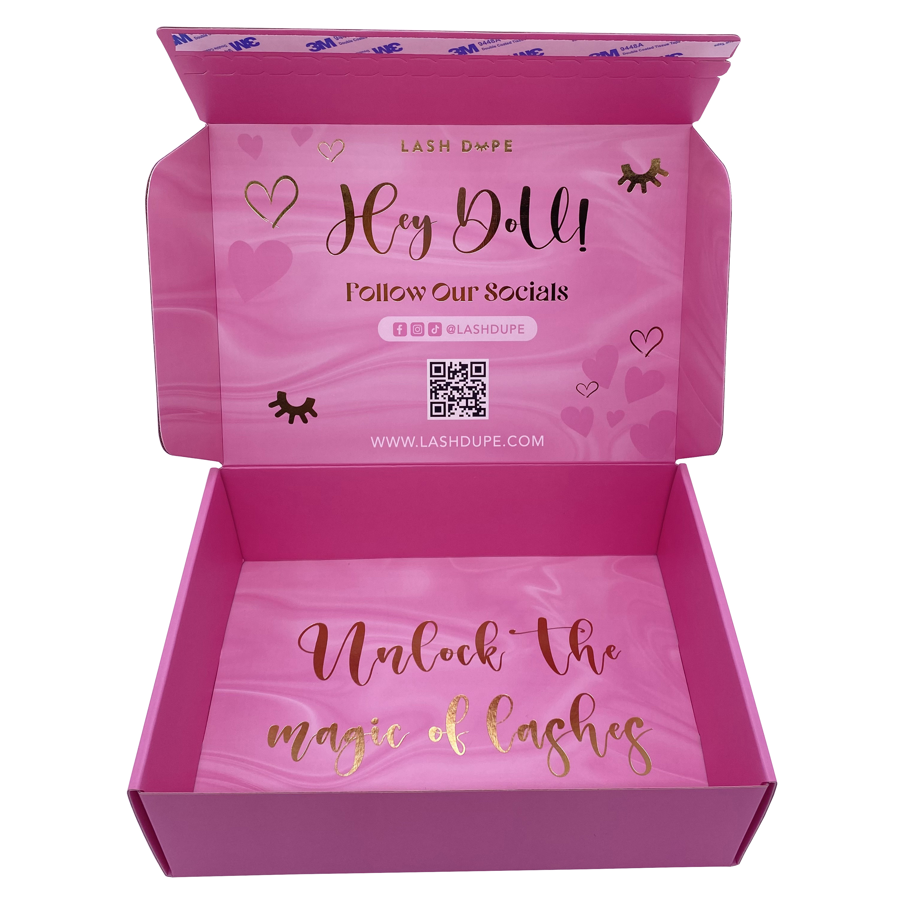 Luxury Pink Mailer Box Adhesive Tape Folding Clothing Box Cosmetics Custom Corrugated Packaging Full Printing